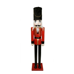 NUTCRACKER FACTORY 6' Giant Commercial Size And Black Wooden Christmas Nutcracker Soldier In Red