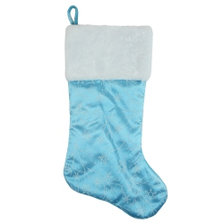 NORTHLIGHT 21" And White Glitter Snowflake Christmas Stocking In Blue