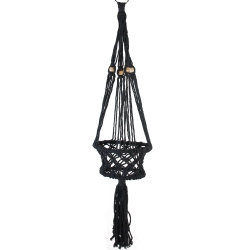 NORTHLIGHT 43" Lattice Macrame Hanging Planter Holder In Black