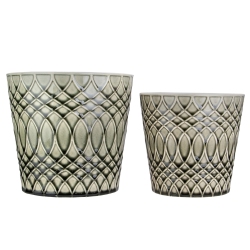 NAPA HOME & GARDEN Set Of 2 And Gray Geometric Patterned Planters 6.5" In Black