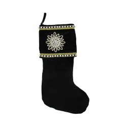 CC CHRISTMAS DECOR 24" And Gold Trimmed Jewel Christmas Stocking In Black