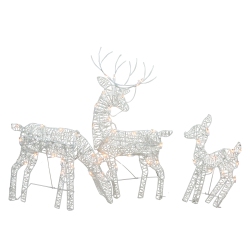 NORTHLIGHT Set Of 3 Glittered Doe, Fawn And Reindeer Lighted Christmas Outdoor Decoration In White