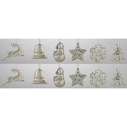 ROMAN Club Pack Of 12 Christmas Treasure Mosaic Holiday Symbol Ornaments