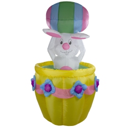 NORTHLIGHT 5.5Ft Lighted And Animated Inflatable Easter Bunny Basket Outdoor Decoration