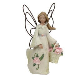 ROMAN Set Of 4 January Monthly Angel Carnation Birthday Figurines #49301