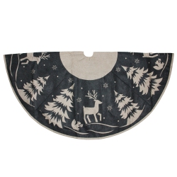 DYNO 56" Gray And Reindeer In Forest Christmas Tree Skirt In Black