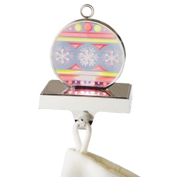 MIDWEST 6.75" And Yellow Flashing Led Lighted Snowflake Ornament Christmas Stocking Holder In Red