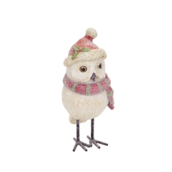 DIVA AT HOME 8 White With Scarf And Santa Hat Christmas Figurine In Red