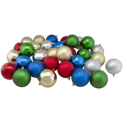 NORTHLIGHT 60Ct Traditional Multi-Colored Shatterproof 2-Finish Christmas Ball Ornaments 2.5" (60Mm)