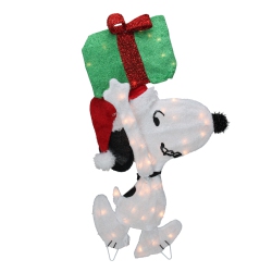 NORTHLIGHT 32" Lighted Peanuts Snoopy With Present Christmas Outdoor Yard Decoration