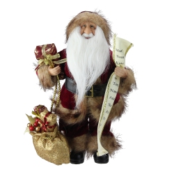 NORTHLIGHT 12" Woodland Standing Santa Claus Christmas Figure With Name List And Gift Bag
