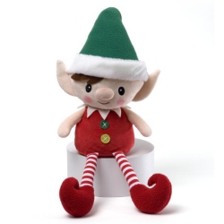 GUND 16" Red And White Striped Plush Personalized Magic Message Christmas Elf In Green