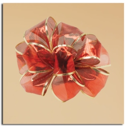 CC CHRISTMAS DECOR Sheer Luxurious Gold Edged Gift Boxed Wi Craft Ribbon 2.5" X 10 Yards In Red