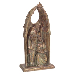 MELROSE 15" Holy Family Nativity Scene Christmas Tabletop Figurine In Brown