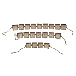 MELROSE Set Of 3 And Beige Inspirational 'fall Harvest Blessing' Thanksgiving Tabletop 32" In Brown