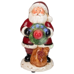 NAPCO 10.25" Led Musical Indoor Santa Tabletop Christmas Wreath Fan Figurine