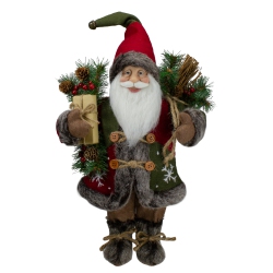 NORTHLIGHT 16" Country Rustic Standing Santa Claus Christmas Figure With Knitted Snowflake Jacket