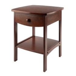SLICKBLUE Claire Curved Accent Table, Nightstand, Walnut