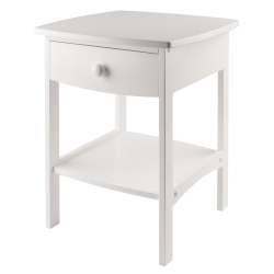 SLICKBLUE Claire Curved Accent Table, Nightstand In White