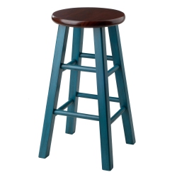 SLICKBLUE Ivy Counter Stool, Rustic And Walnut In Teal