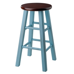 SLICKBLUE Ivy Counter Stool, Rustic And Walnut In Light Blue