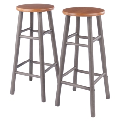 SLICKBLUE Huxton 2-PC Bar Stool Set And Teak In Gray
