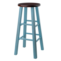 SLICKBLUE Ivy Bar Stool, Rustic And Walnut In Light Blue
