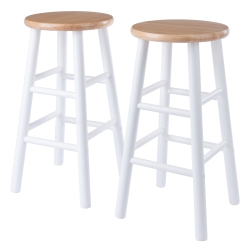 SLICKBLUE Huxton 2-PC Counter Stool Set, Natural And In White