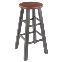 SLICKBLUE Ivy Counter Stool, Rustic Teak And In Gray