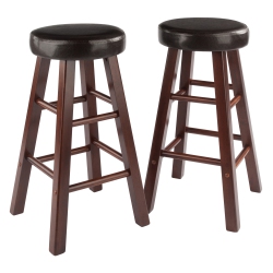 SLICKBLUE Maria 2-PC Cushion Seat Counter Stool Set, Espresso & Walnut