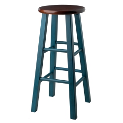 SLICKBLUE Ivy Bar Stool, Rustic And Walnut In Teal