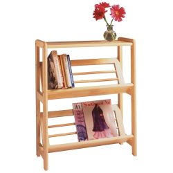 SLICKBLUE Juliet 2- Tier Tilted Bookshelf, Natural