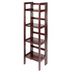 SLICKBLUE Terry Narrow 4-Tier Foldable Shelf, Walnut