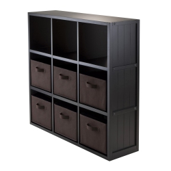 SLICKBLUE Timothy 7-PC 3X3 Storage Shelf With 6 Foldable Fabric Baskets And Chocolate In Black