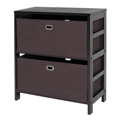 SLICKBLUE Torino 3-PC Storage Shelf With 2 Foldable Fabric Baskets, Espresso And Chocolate