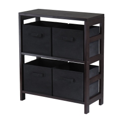 SLICKBLUE Capri 5-PC Storage Shelf With 4 Foldable Fabric Baskets, Espresso And In Black