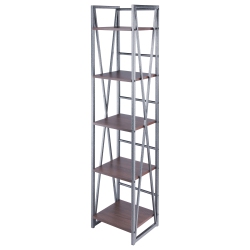 SLICKBLUE Isa 5-Tier Shelf, Graphite And Walnut