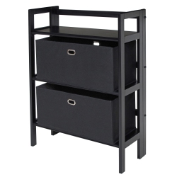 SLICKBLUE Torino 3-PC Foldable Shelf With 2 Foldable Wide Fabric Baskets In Black