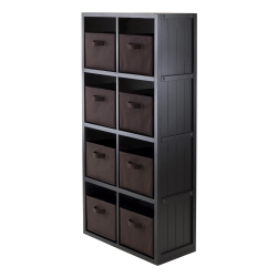 SLICKBLUE Timothy 9-PC 4X2 Storage Shelf With 8 Foldable Fabric Baskets And Chocolate In Black