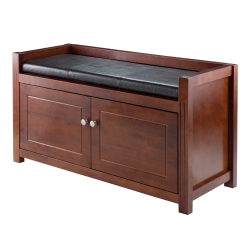 SLICKBLUE Charleston 2-PC Storage Bench With Seat Cushion, Walnut And Espresso