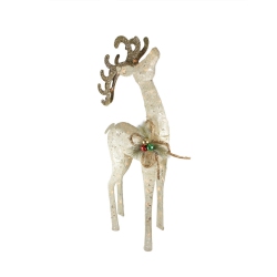NORTHLIGHT 46" Pre-Lit And Ivory Reindeer Outdoor Christmas Decor In Brown