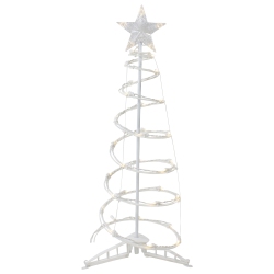NORTHLIGHT 3Ft Led Lighted Spiral Cone Tree Outdoor Christmas Decoration, Warm Lights In White