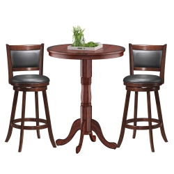 COSTWAY 3PCs Pub Table Set 30" Round Bar Height Table & 2PCs Swivel Bar Stools
