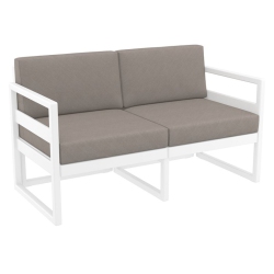 COMPAMIA Mykonos Patio Loveseat With Acrylic Fabric Cushions In White