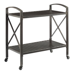 CROSLEY FURNITURE Kaplan Metal Outdoor Bar Cart In Oil Rubbed Bronze