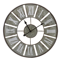 NORTHLIGHT 18" Round Galvanized Metal Roman Numeral Wall Clock