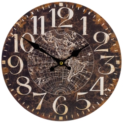 NORTHLIGHT 12" Battery Operated Round Wall Clock With World Globe Design