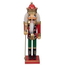 NORTHLIGHT 14" And Gold Wooden Christmas Nutcracker King With Scepter In Red