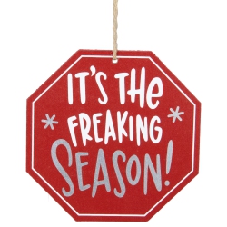 NORTHLIGHT 5" It's The Freaking Season Octagonal Wooden Christmas Sign Ornament In Red