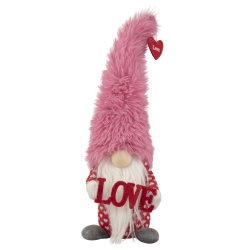 NORTHLIGHT 18" Fluffy Faux Fur 'love' Valentine's Day Gnome In Pink